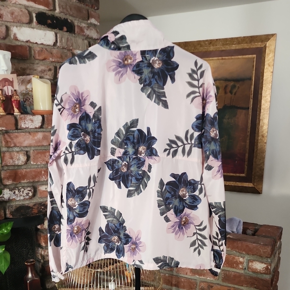 Thread & Supply Tyrell Floral Print Pullover Anorak Jacket Pink Blue SizeL - Picture 5 of 10